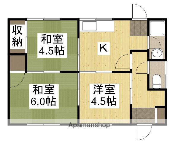 岡山電軌東山本線 東山・おかでんミュージアム駅駅 徒歩42分 1階建 築51年(3K)の間取り写真