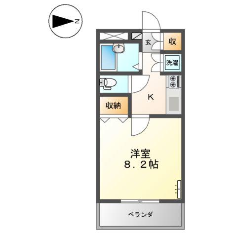 アプローズ(1K/2階)の間取り写真