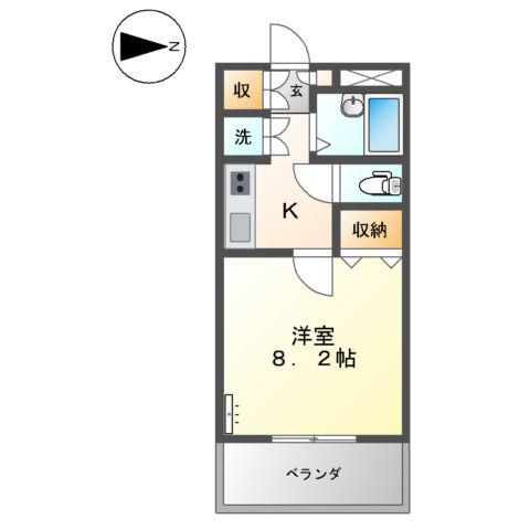 アプローズ(1K/2階)の間取り写真