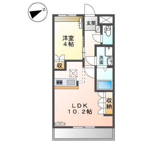 グランドウルス中島(1LDK/1階)の間取り写真