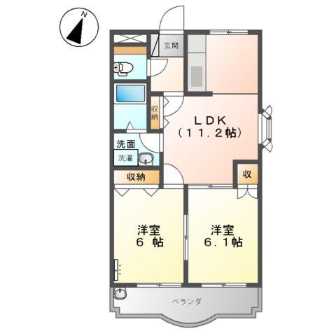 ロジュマン(2LDK/3階)の間取り写真