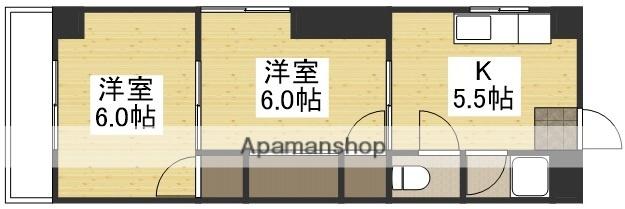 ミサオヤマビル(2K/3階)の間取り写真