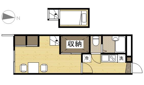 レオパレス川北(1K/2階)の間取り写真