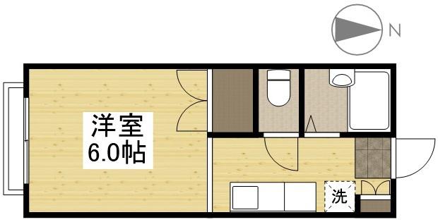 エステートピアA棟(ワンルーム/2階)の間取り写真