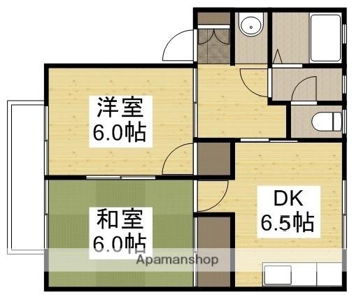 ハッピーハイツ藤崎3(2DK/1階)の間取り写真