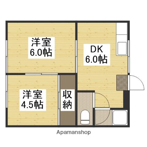 コーポ小田(2DK/1階)の間取り写真