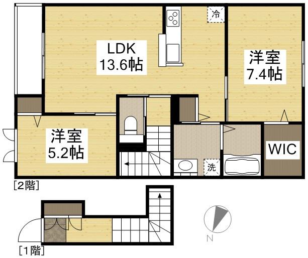 グリシーナ(2LDK/2階)の間取り写真
