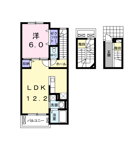 ヴィラ・マウントワン上東 B(1LDK/3階)の間取り写真