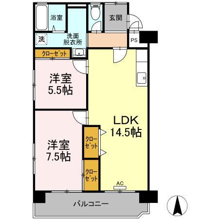 メゾン・ド・昭裕Ⅱ(3DK/1階)の間取り写真