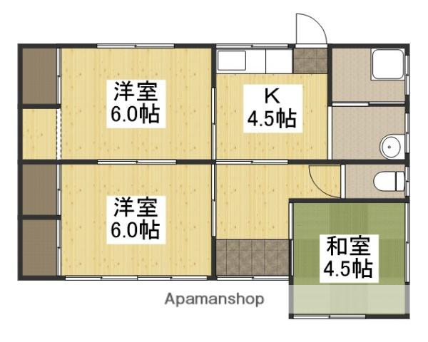 津山線 備前原駅 徒歩7分 1階建 築49年(3K)の間取り写真