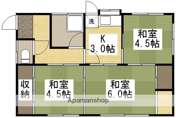 山陽本線 倉敷駅 徒歩27分 1階建 築57年(3K)の間取り写真