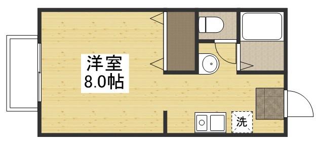 フラワーC棟(ワンルーム/1階)の間取り写真