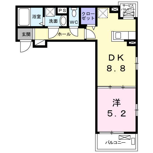 シェーネパルクⅢ(1DK/3階)の間取り写真