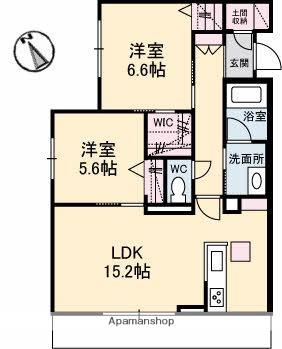 リルーエ(2LDK/1階)の間取り写真