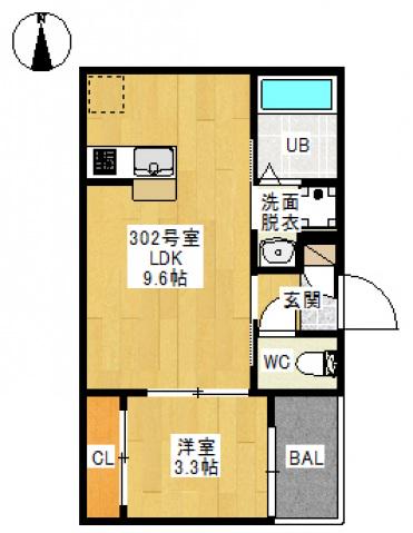 REGALEST NISHIZAKI(1LDK/3階)の間取り写真
