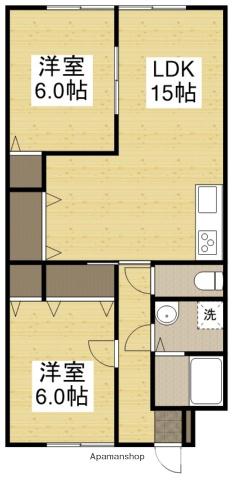 コーポユタカ(2LDK/1階)の間取り写真