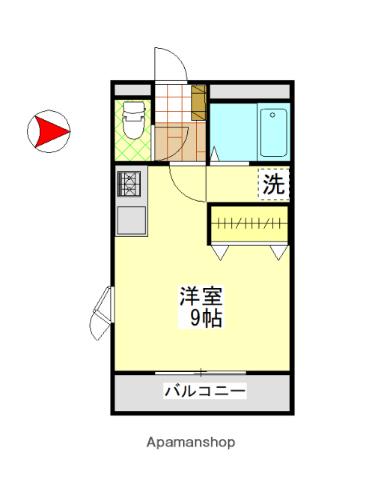 ウイステリアコート西中新田Ⅲ(1K/2階)の間取り写真