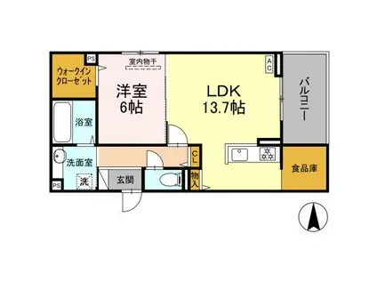 D-ROOM東富井(1LDK/3階)の間取り写真