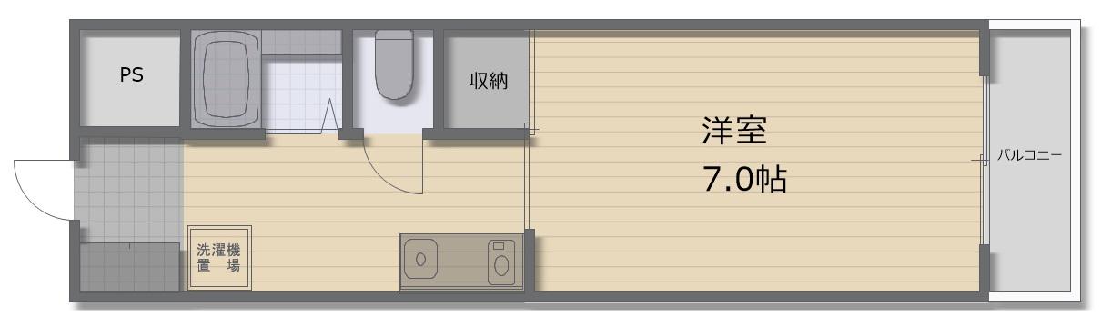 サークルS(1K/4階)の間取り写真