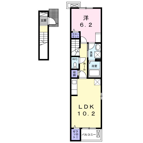 ヴェルドミールⅡ(1LDK/2階)の間取り写真