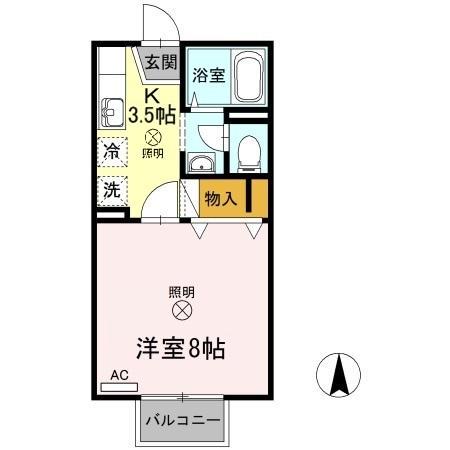 メゾンたちばなA棟(1K/2階)の間取り写真