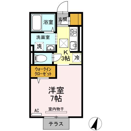 レイ ヴェレーナ(1K/1階)の間取り写真