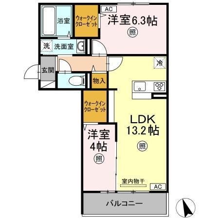 グランレーベン(2LDK/3階)の間取り写真
