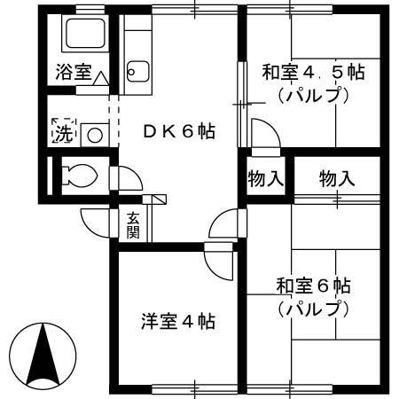 エレガンス西市E棟(3DK/1階)の間取り写真