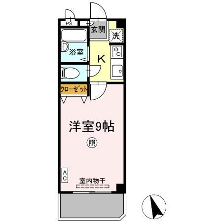 ニューエクセル三宅 F(1K/1階)の間取り写真