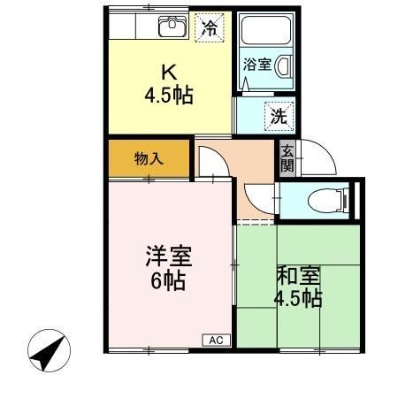 プレジール三島(2K/1階)の間取り写真