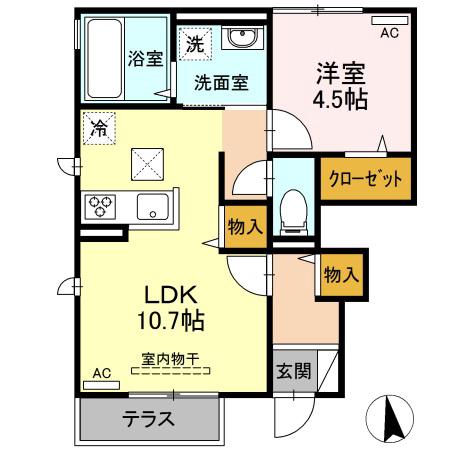 HUIT(1LDK/1階)の間取り写真