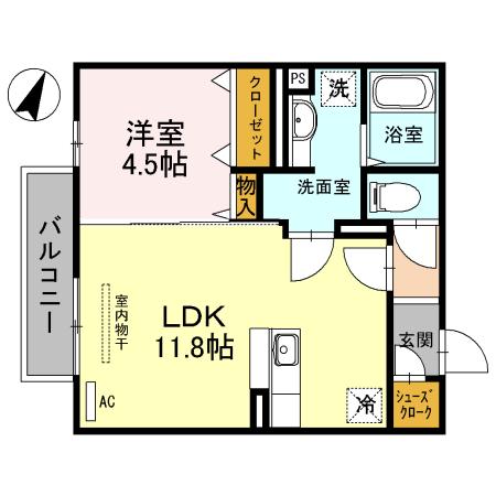 ラ・メージュ倉敷(1LDK/3階)の間取り写真