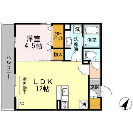 ラ・メージュ倉敷(1LDK/3階)の間取り写真