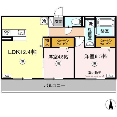 ディア・ベルジュⅠ(2LDK/3階)の間取り写真