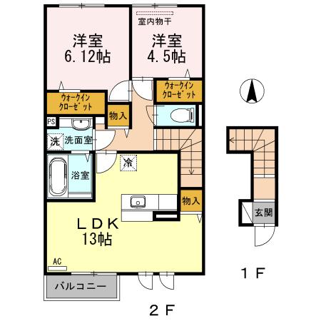 ソリスガーデン(2LDK/2階)の間取り写真