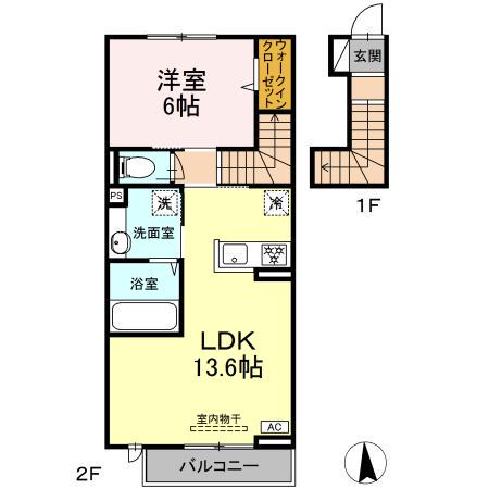 フォルビート(1LDK/2階)の間取り写真