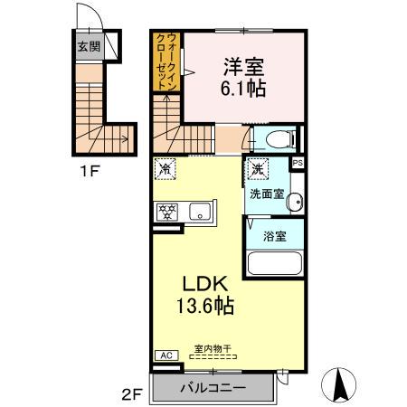 フォルビート(1LDK/2階)の間取り写真