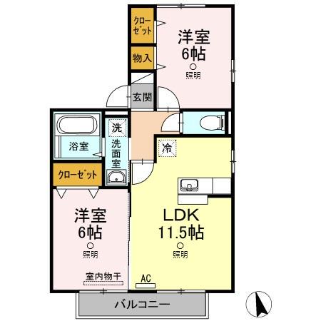 パルティール中島(2LDK/2階)の間取り写真
