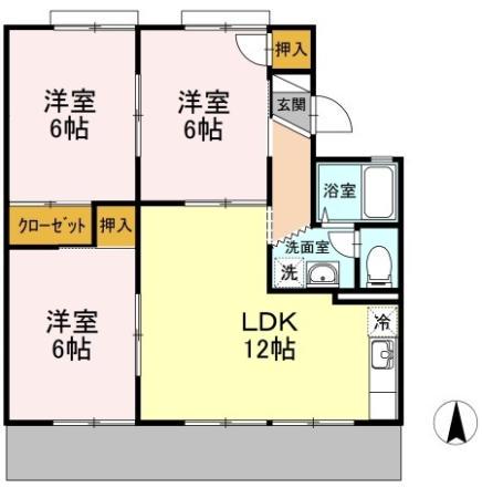 マルベリーM B棟(3LDK/1階)の間取り写真