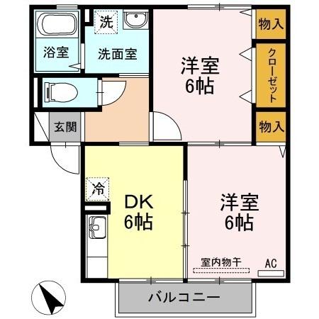 パミドール(2DK/2階)の間取り写真