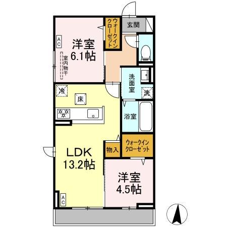 カンパニュラ(2LDK/1階)の間取り写真