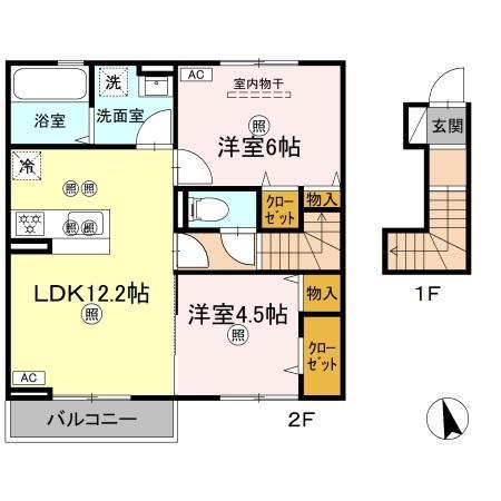 マーメゾン新福(2LDK/2階)の間取り写真