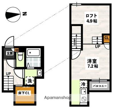 ADC高島駅東(ワンルーム/2階)の間取り写真