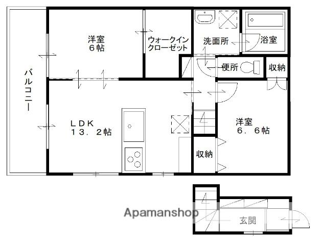エクセレンス早島 D棟(2LDK/2階)の間取り写真