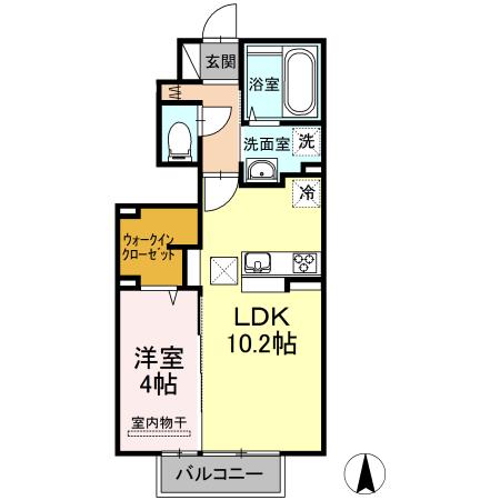 シャルール(1LDK/1階)の間取り写真