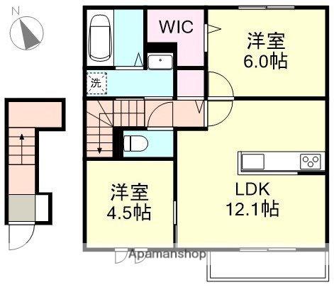 シスピエール(2LDK/2階)の間取り写真