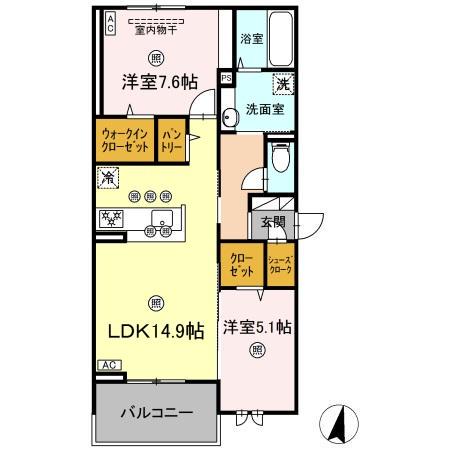 ESPELIA(2LDK/3階)の間取り写真