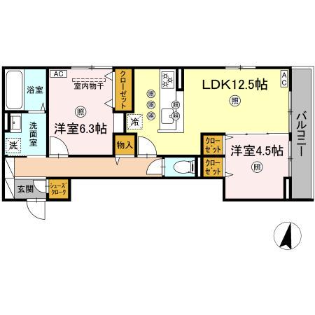 ESPELIA(2LDK/2階)の間取り写真