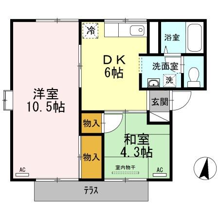 ハイツ宏陽(2DK/1階)の間取り写真