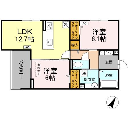 フラネーヴェ(2LDK/2階)の間取り写真